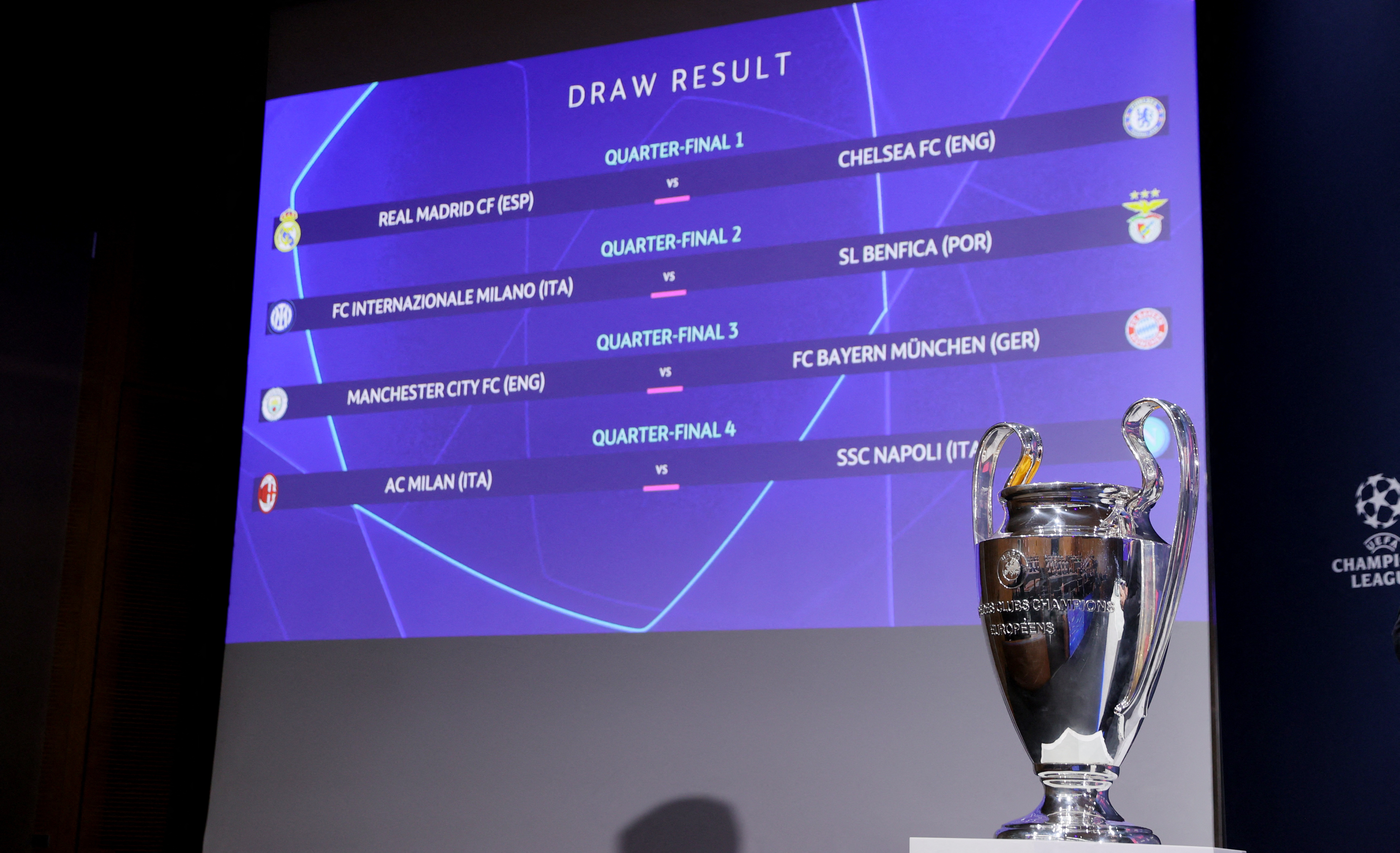 The Champions League quarter-final draw between City and Bayern caught the eye